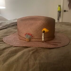 Nick Fouquet Tan Straw Hat with Red Accent